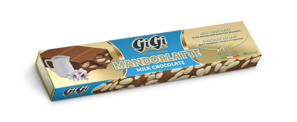 Mandorlatte milk chocolate from Gigi. Imported from Italy.