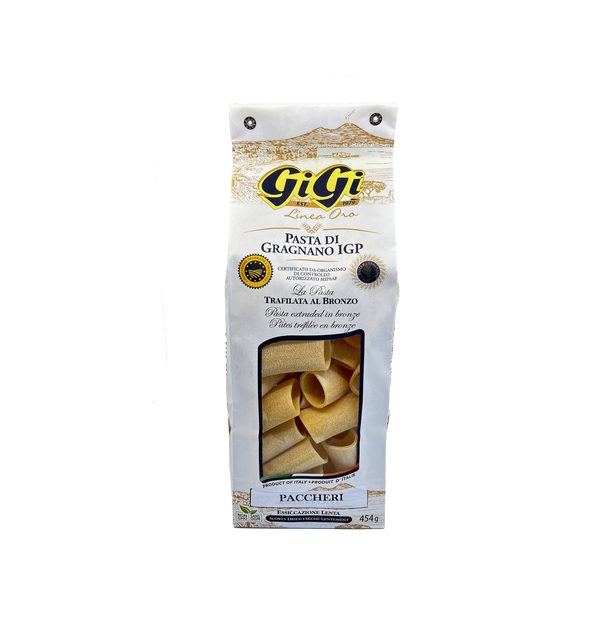 Paccheri Lisci pasta box from Gigi Linea Oro. Imported from Italy.