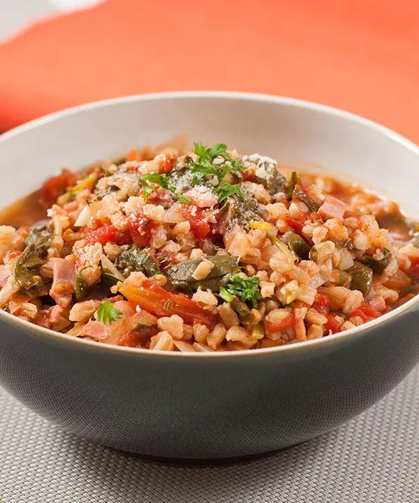 Farro with Tomatoes, Spinach & Bacon