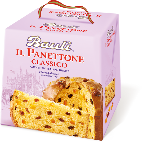 Il panettone clasicco box from Bauli, product imported from Italy