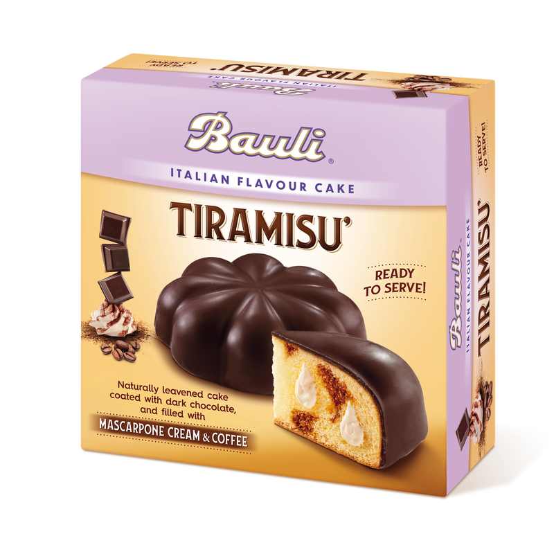 Mascarpone cream and coffee, tiramisu cake from Bauli