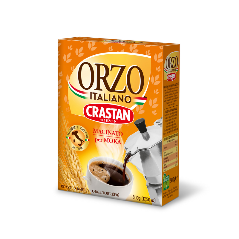 Orzo Italiano coffee for Moka pot imported from Italy.