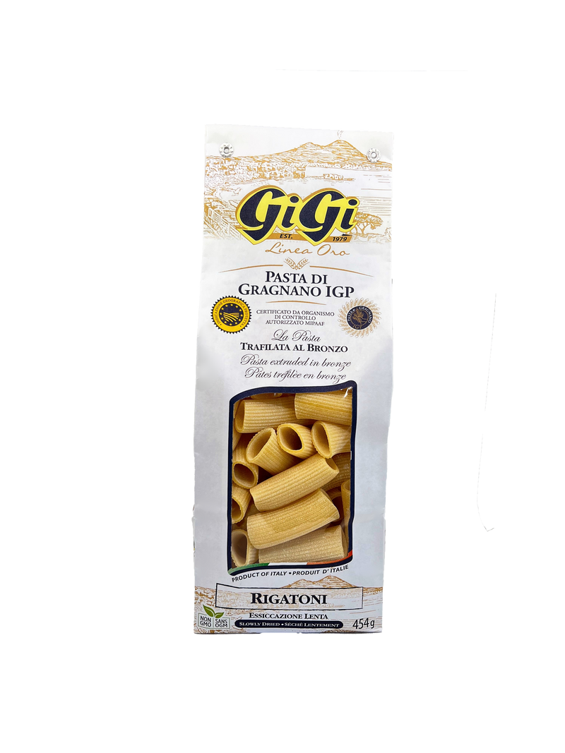 Rigatoni pasta box from Gigi Linea Oro. Imported from Italy.